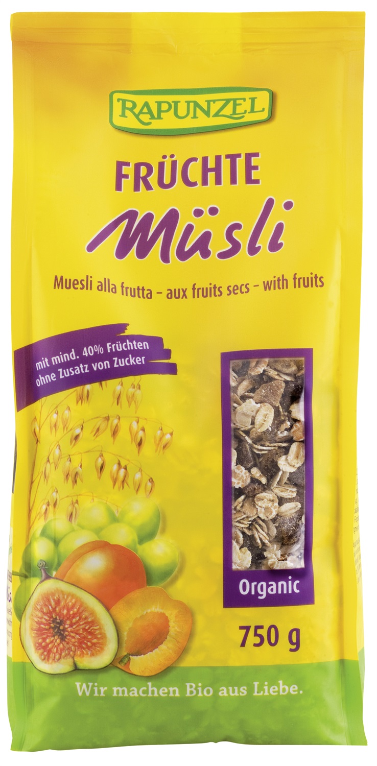 Rapunzel Muesli alla Frutta Senza Zuccheri Aggiunti 750 g - Biologico con Frutta Secca
