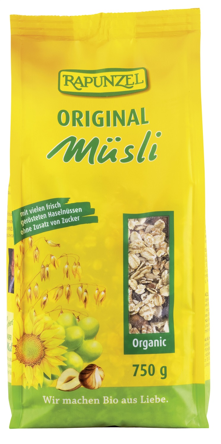 Rapunzel Original Muesli Biologico Senza Zuccheri Aggiunti 750 g - Muesli di Cereali, Frutta Secca e Semi