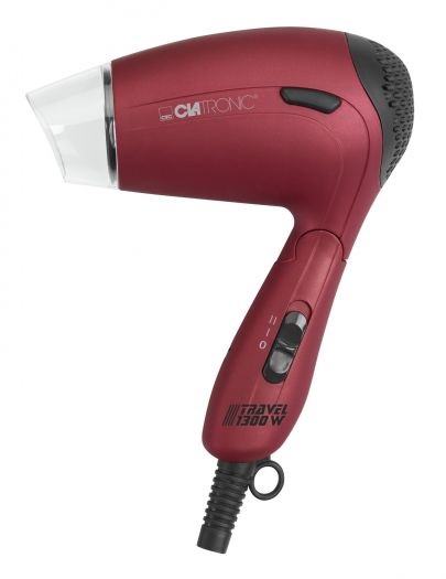 Clatronic HTD 3429 Asciugacapelli Viaggio 1300 W Rosso con Manico Pieghevole e 2 Impostazioni di Temperatura