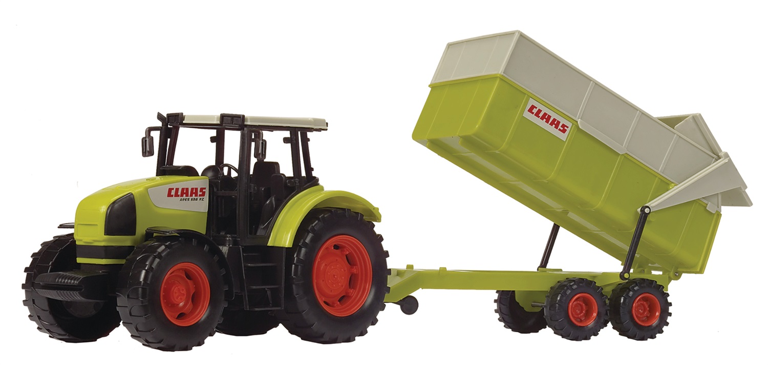 Dickie Toys Trattore Giocattolo Claas Ares con Rimorchio - Lunghezza 57 cm, Parti Mobili, Ruote Libere, Età 3