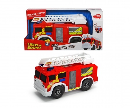 Dickie Toys Camion Vigili del Fuoco 203306000 con Luci, Suoni e Scala Estensibile - 30 cm