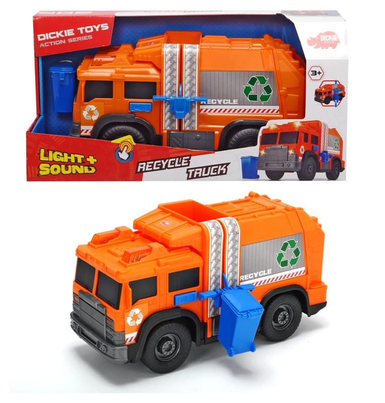 Dickie Toys Camion Ecologia 30 cm con Luci e Suoni, Ruote Libere e Movimento Cassonetto