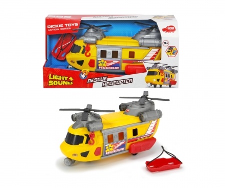 Dickie Toys Elicottero City Heroes 30 cm con Luci, Suoni, Verricello e Parti Apribili, 3 Anni