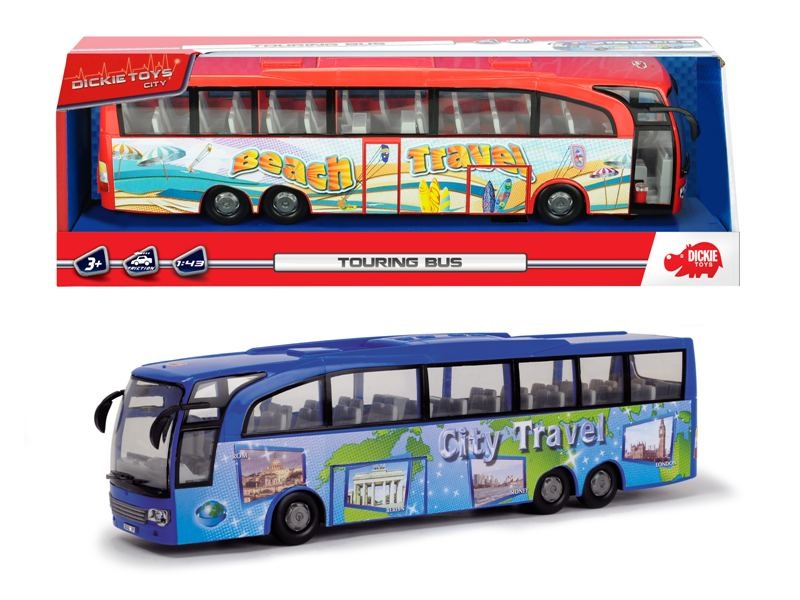 Simba Toys Bus Turismo 30 cm - Giocattolo con Frizione, Sportelli Apribili, Scala 1:43, Regalo per Bambini da 3 Anni
