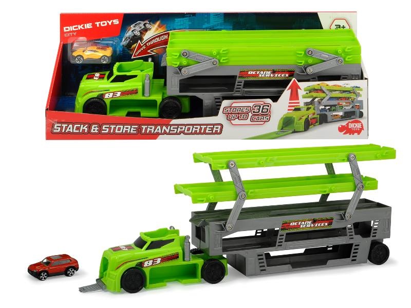 Dickie Toys Stack & Store Transporter - Autotrasportatore con capacità di 36 veicoli e 4 livelli, per bambini da 3 anni