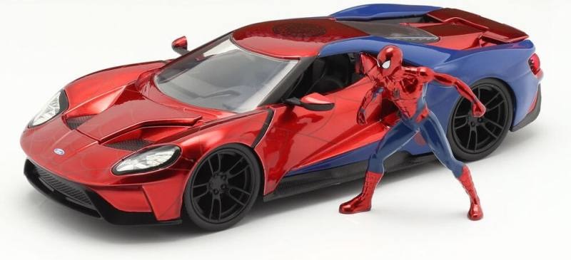 Simba Toys Marvel Spiderman Ford GT 2017 in Scala 1:24 con Personaggio di Spiderman in Die Cast