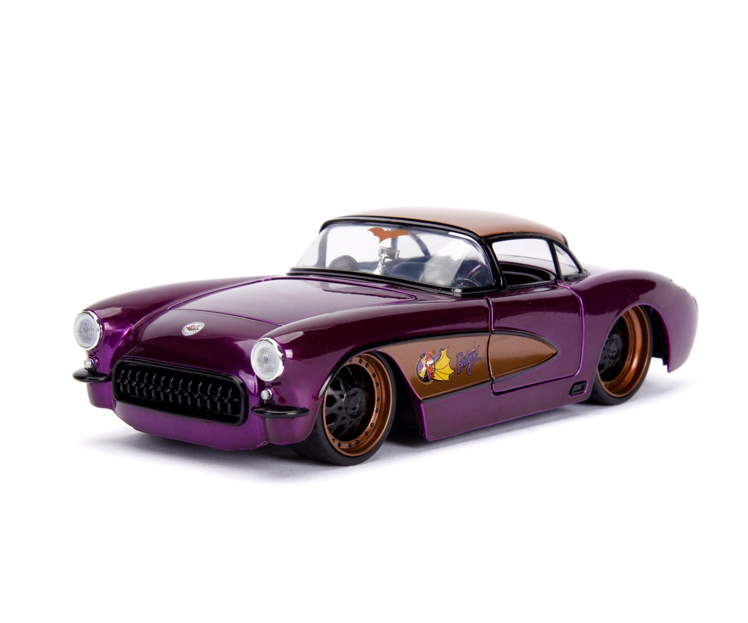 Jada Toys 1957 Chevy Corvette Batgirl - Modello in scala 1:24 die-cast con personaggio di Batgirl, dettagliato e con ruote libere