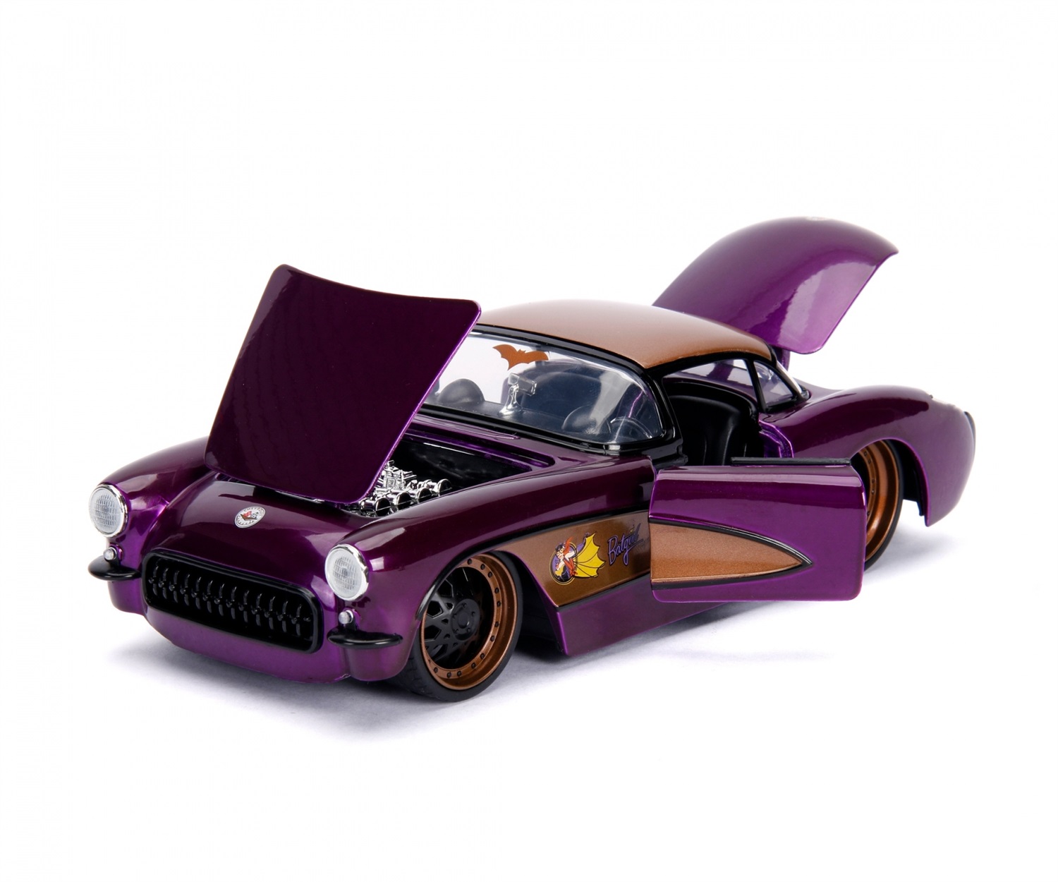 Jada Toys 1957 Chevy Corvette Batgirl - Modello in scala 1:24 die-cast con personaggio di Batgirl, dettagliato e con ruote libere
