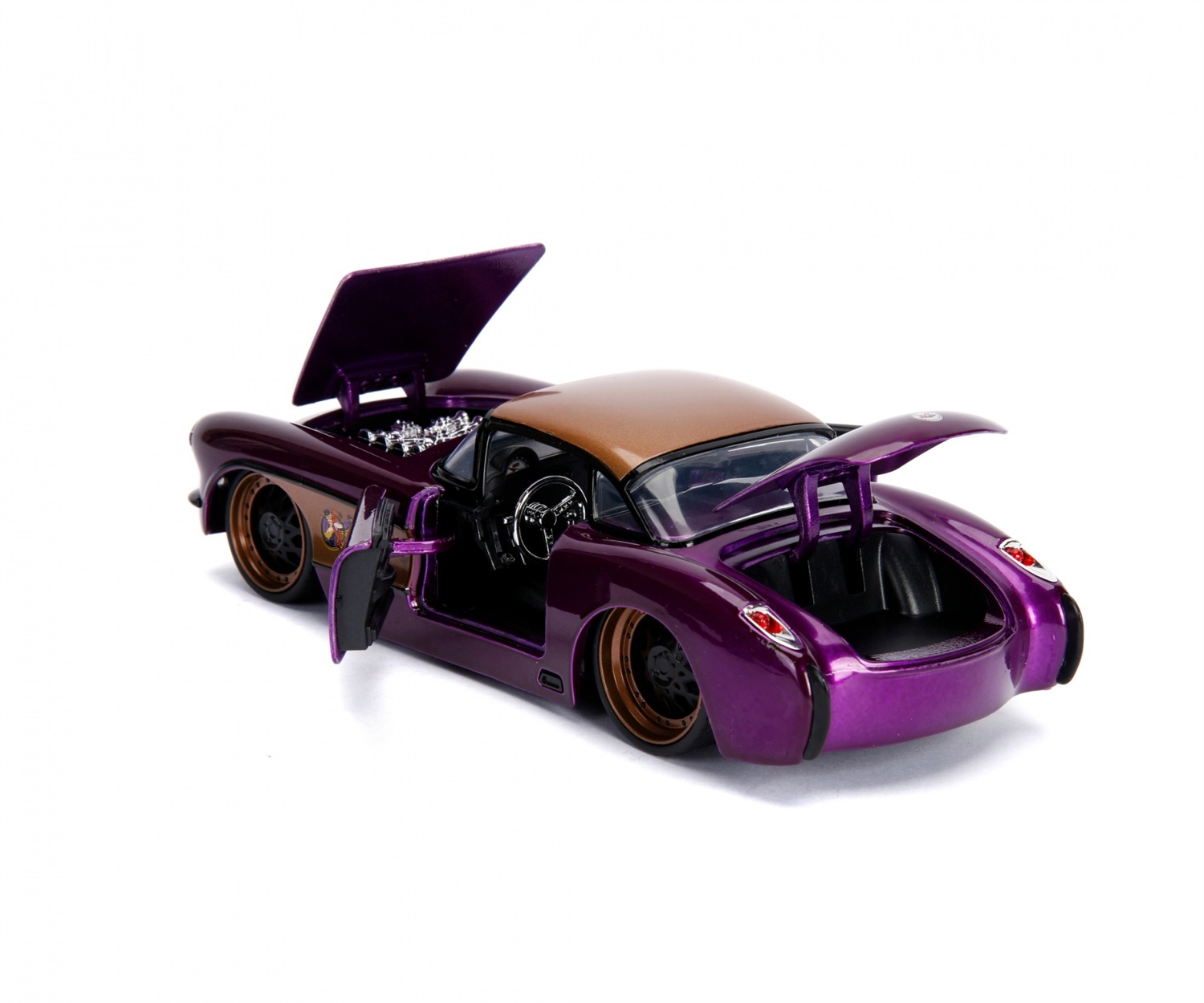 Jada Toys 1957 Chevy Corvette Batgirl - Modello in scala 1:24 die-cast con personaggio di Batgirl, dettagliato e con ruote libere