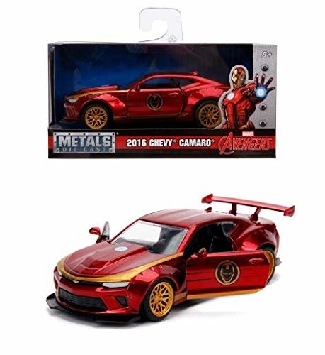 Jada Toys Iron Man Chevy Camaro SS 2016 - Scala 1:32, Die-cast con Parti Apribili e Pneumatici in Gomma