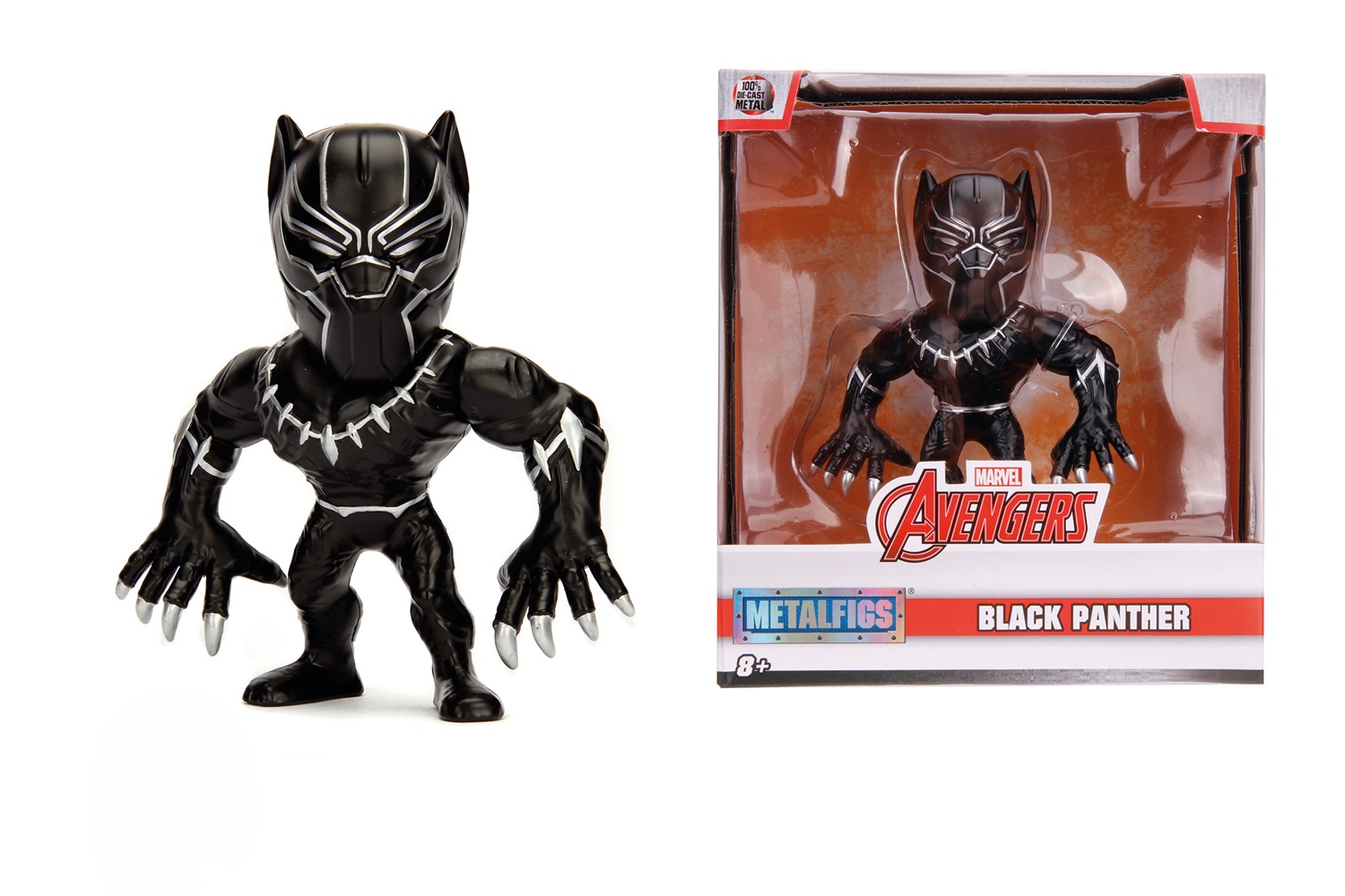 JADA TOYS Marvel Avengers Black Panther - Statuetta da collezione in pressofusione, 10 cm, colore Nero