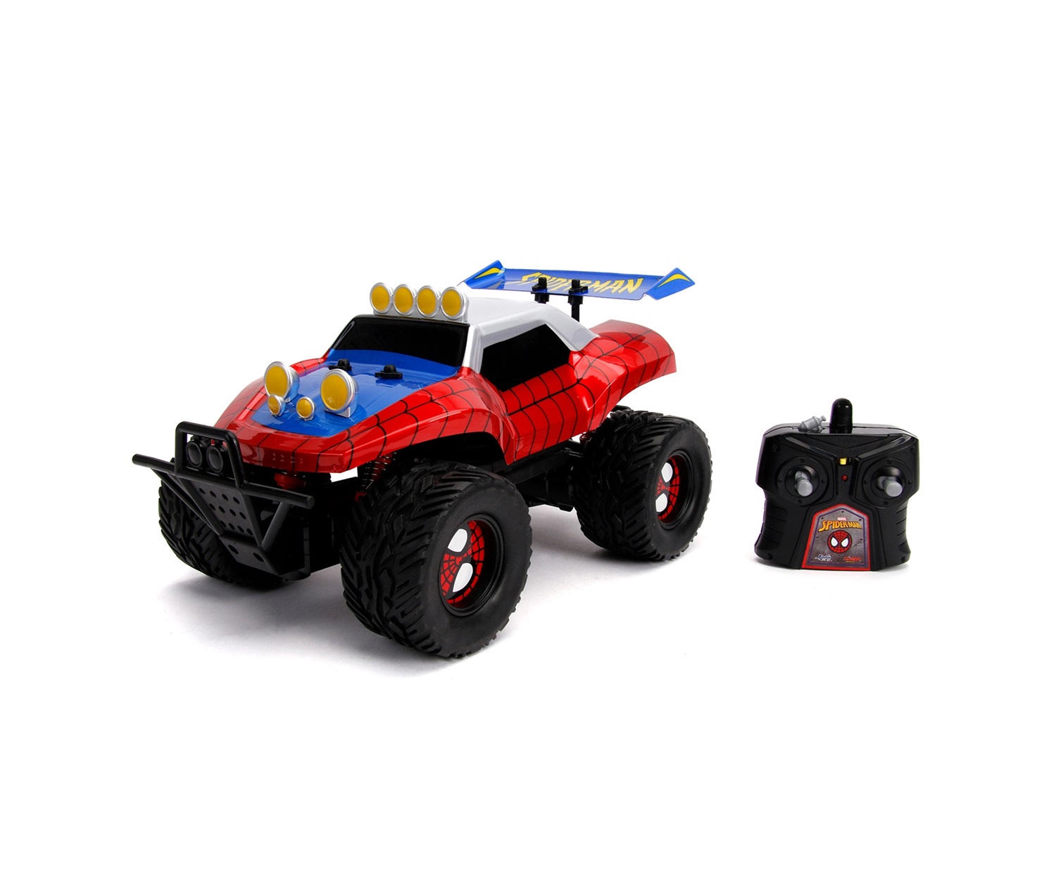 Jada Toys Marvel Spider-Man RC Buggy 1:14 - Radiocomando 2 Canali, 2,4 GHz, Funzione Turbo, Velocità fino a 9 km/h, Ricarica USB, 8 anni