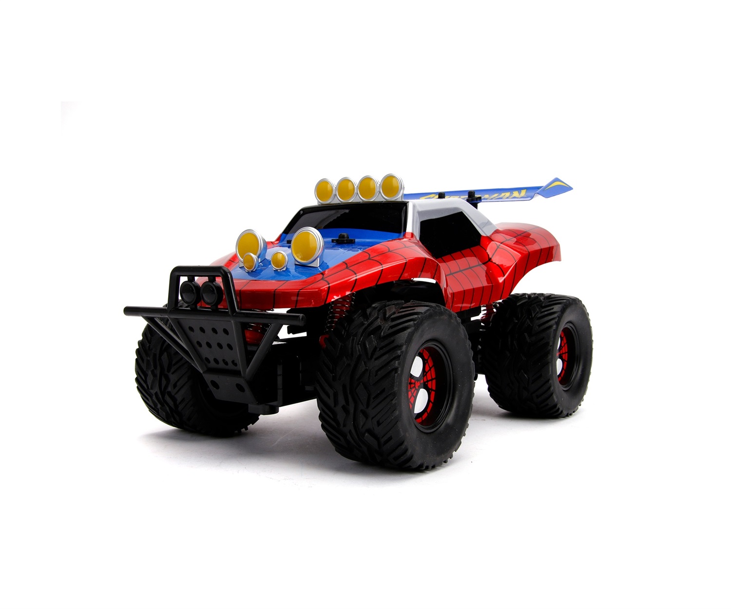 Jada Toys Marvel Spider-Man RC Buggy 1:14 - Radiocomando 2 Canali, 2,4 GHz, Funzione Turbo, Velocità fino a 9 km/h, Ricarica USB, 8 anni