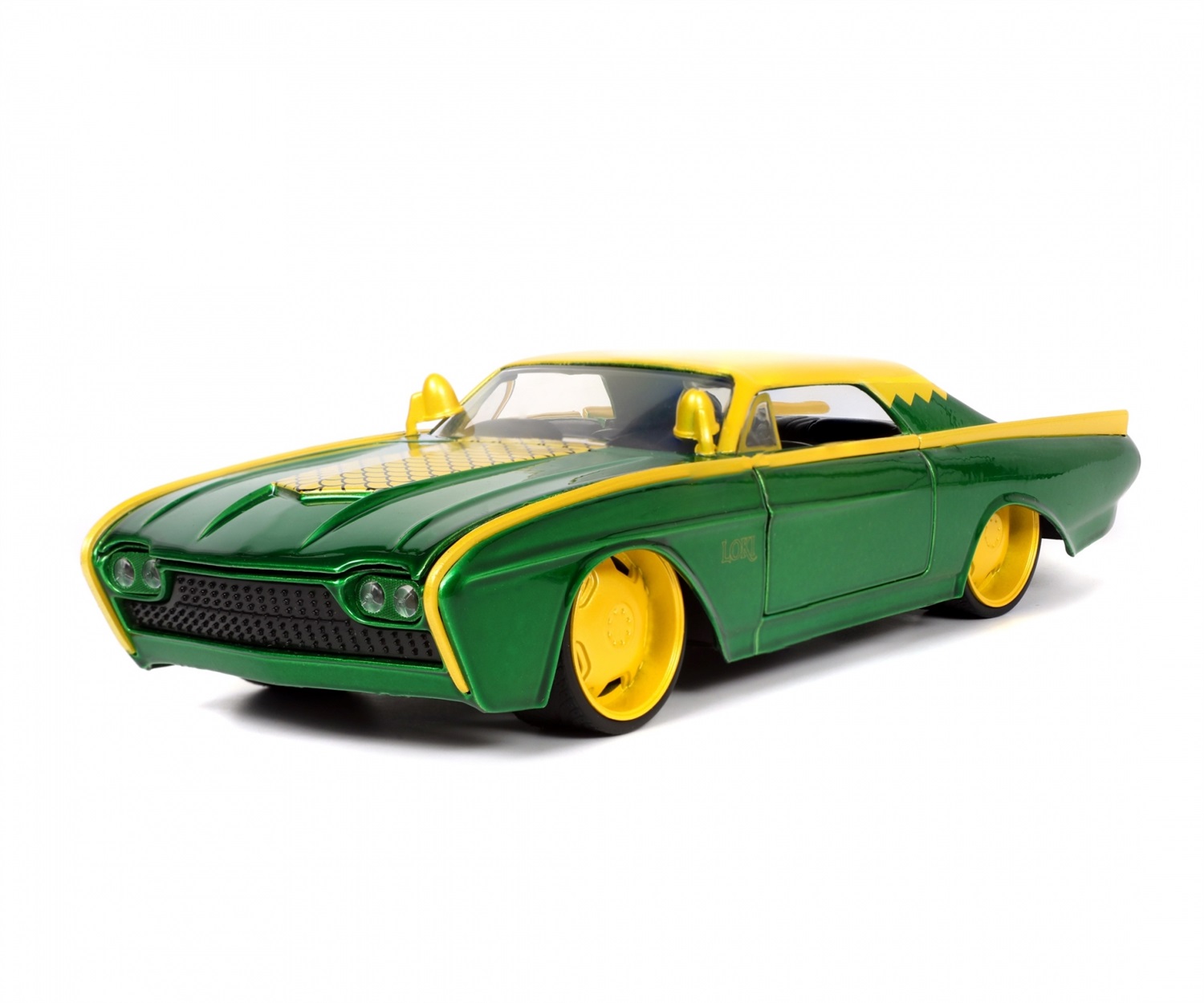Jada Toys Marvel Loki Ford Thunderbird 1:24 - Die-Cast con Personaggio Incluso, Modello Dettagliato e Apribile