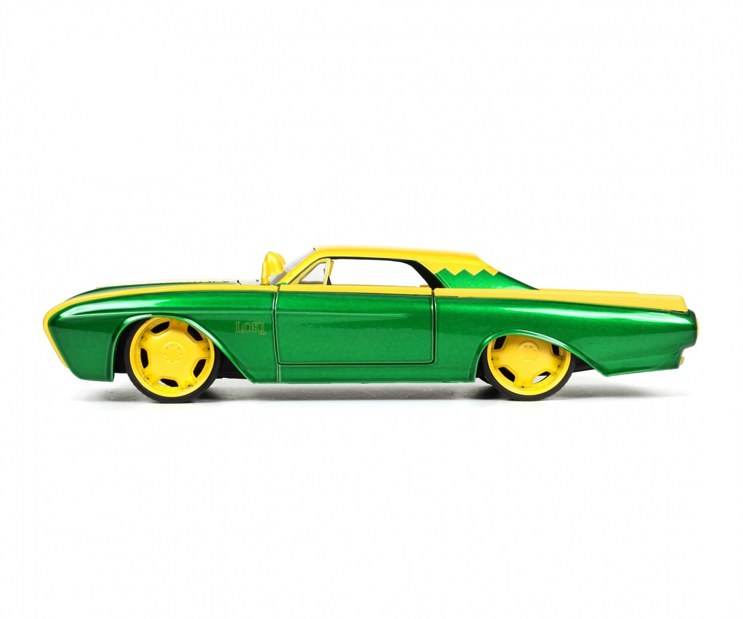 Jada Toys Marvel Loki Ford Thunderbird 1:24 - Die-Cast con Personaggio Incluso, Modello Dettagliato e Apribile