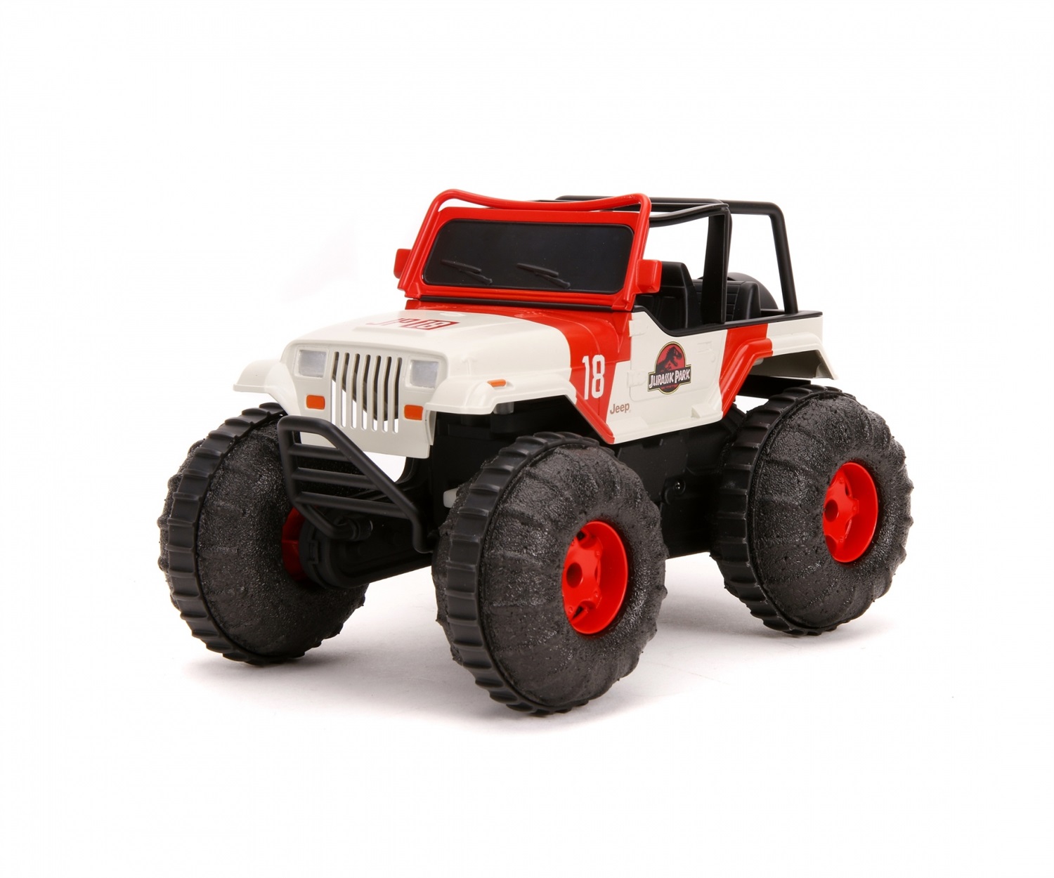 Jada Toys Jurassic Park RC Sea and Land Jeep 1:16 - Multicolore, 2 canali FS, 2,4 GHz, Turbo, Funzione Spinning, Uso Acqua e Terra, 24 cm con Telecomando