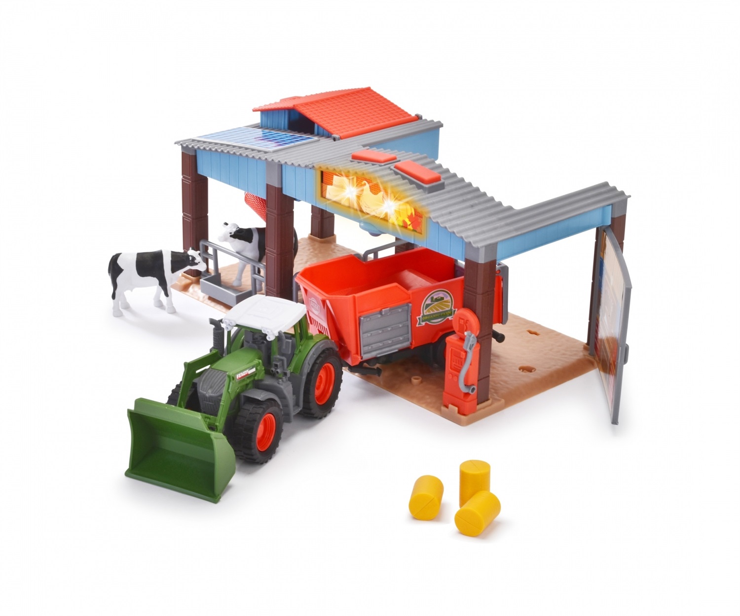 Dickie Toys 203735003 - Stazione Agriturismo con Trattore, Rimorchio e Mucche, Luce e Suono, Multicolore, per Bambini dai 3 Anni