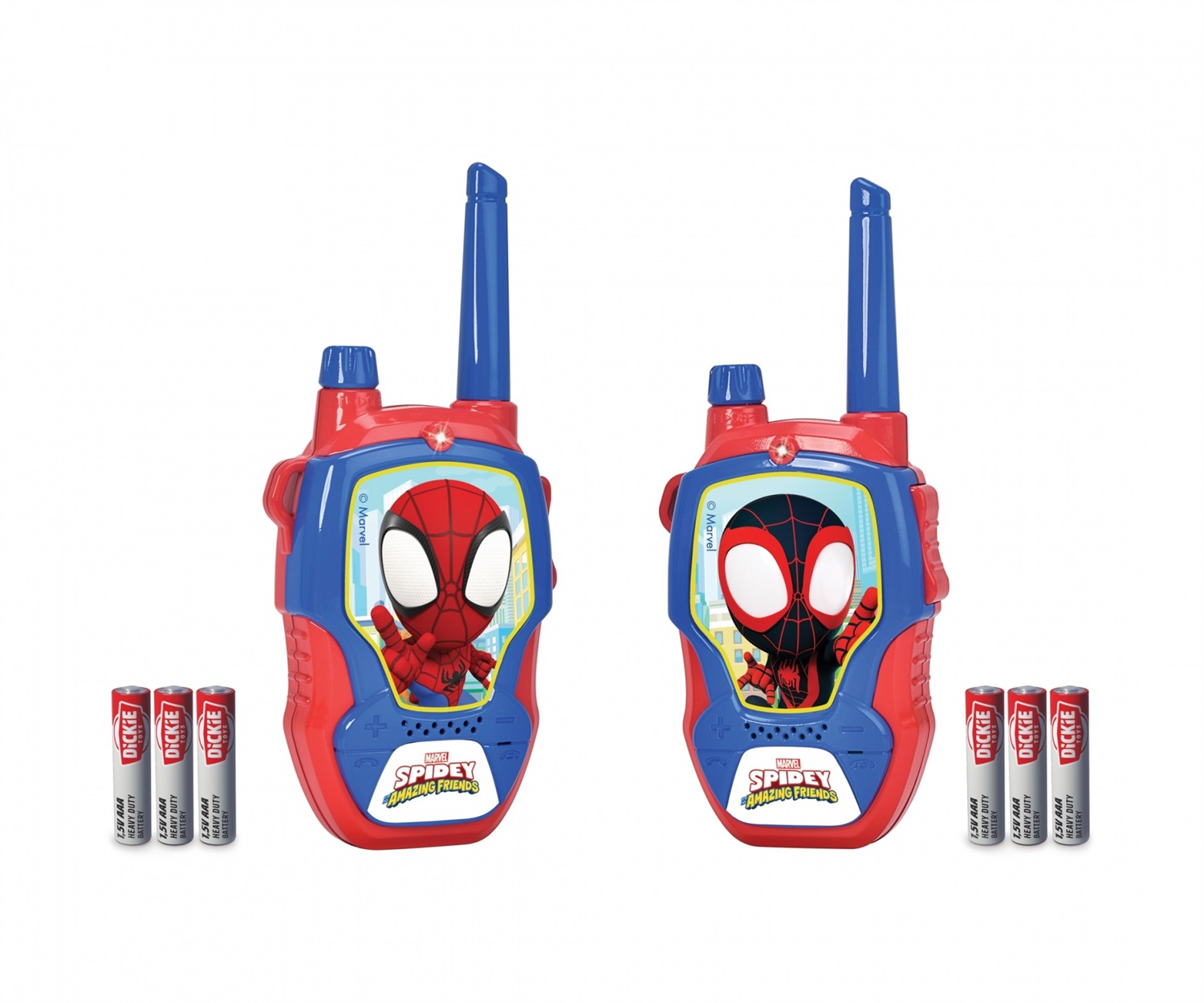 Jada Toys Spidey Walkie Talkie - Set di 2 unità, portata 100m, 2,4 GHz, cancellazione rumore, adatto per bambini 4 anni