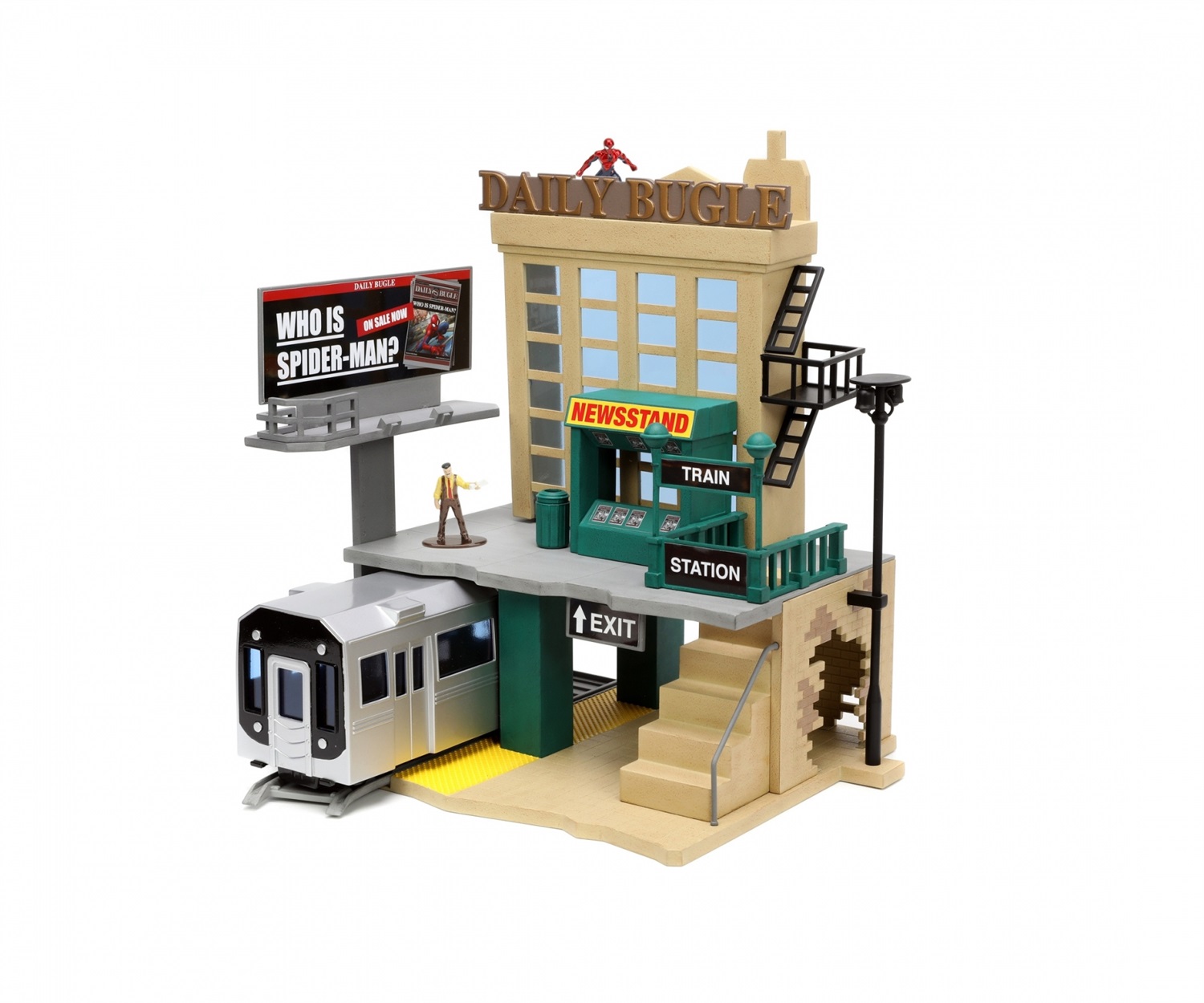 Jada Marvel Spider-Man Nano Scene Play Set con 2 Personaggi Die-Cast, 30,4 x 8,5 x 38 cm, Adatto da 5 Anni