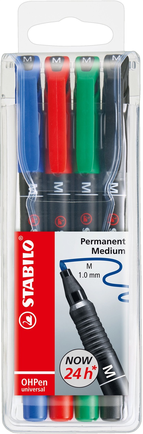 STABILO OHPen universal Marcatore Permanente Tratto Medio 1 mm Astuccio da 4 Colori Assortiti