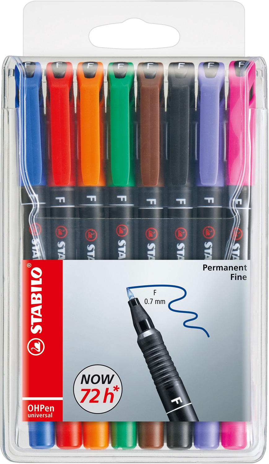 STABILO OHPen Universal Permanente - Marcatore con Punta Fine 0,7 mm - Astuccio da 8 Colori Assortiti - Inchiostro Indelebile per Superfici Lisce