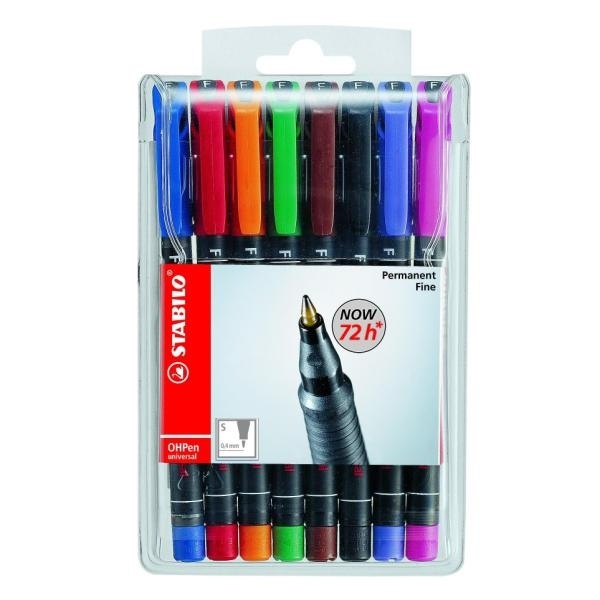 Stabilo OHPen Universal Marcatore Permanente - Punta Superfine 0,4 mm - Astuccio da 8 Colori Assortiti
