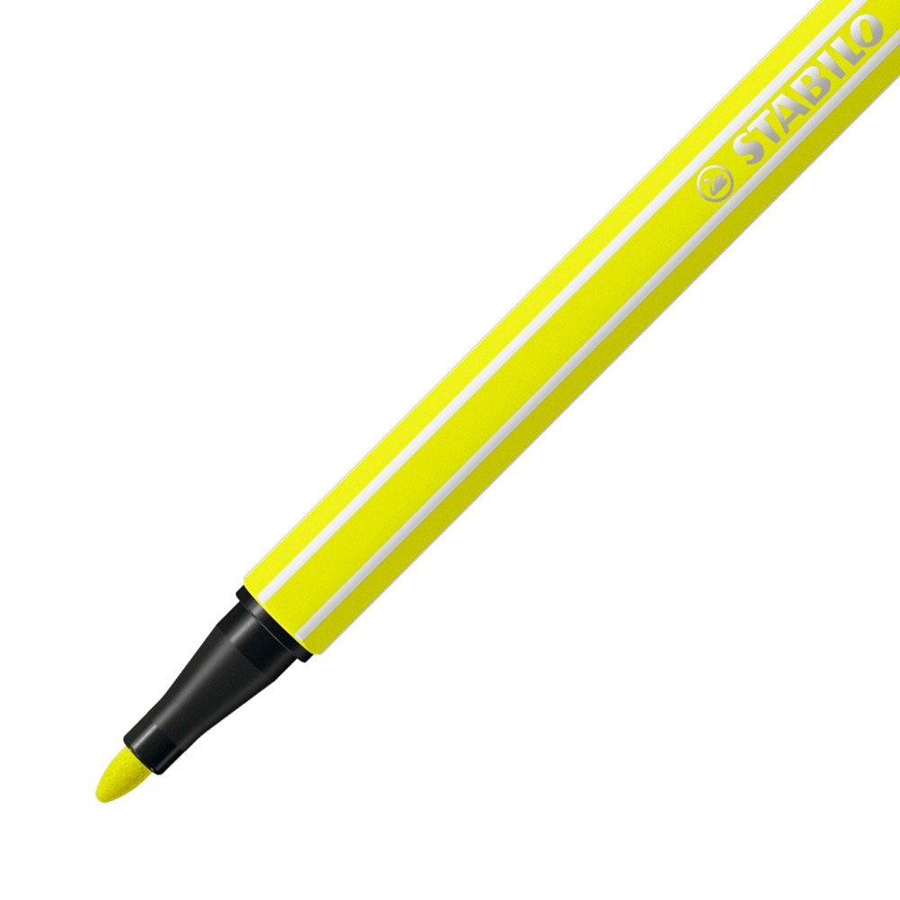 STABILO Pen 68 Pennarello Giallo Fluo 1 mm - Inchiostro a Base d'Acqua, Resistente fino a 24 Ore