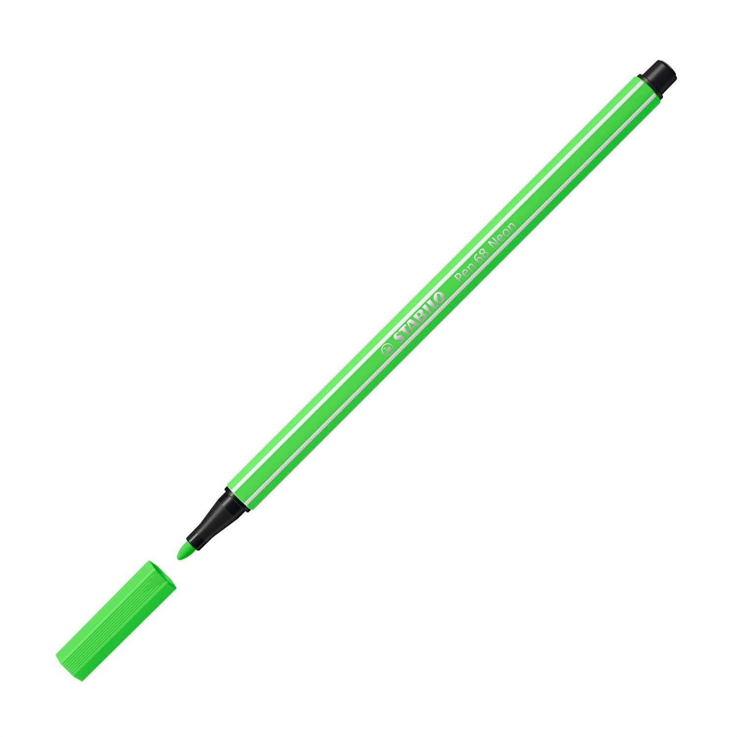 STABILO Pennarello Pen 68 Verde Neon 033 - Punta Media 1 mm, Acquarellabile, Inchiostro Inodore, Conf. 10 Pezzi