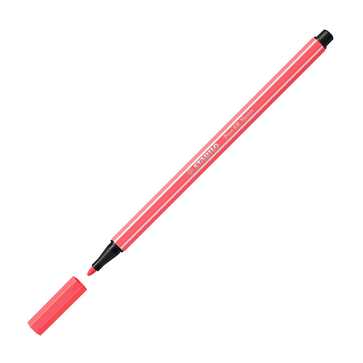 STABILO Pennarello Pen 68 - Rosso Neon 040 - Punta Media 1 mm - Acquarellabile - Conf. 10 Pezzi
