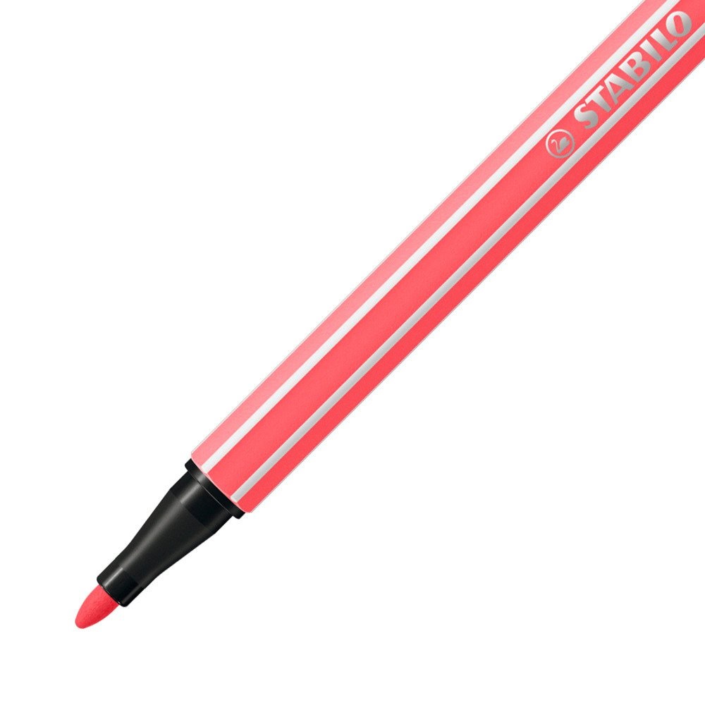 STABILO Pennarello Pen 68 - Rosso Neon 040 - Punta Media 1 mm - Acquarellabile - Conf. 10 Pezzi