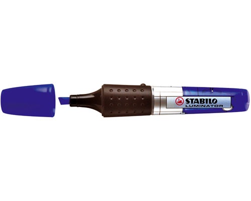 STABILO Luminator Evidenziatore Blu - Punta a Scalpello, Tratto 2-5 mm, Inchiostro a Base d'Acqua, Serbatoio XXL con Indicatore