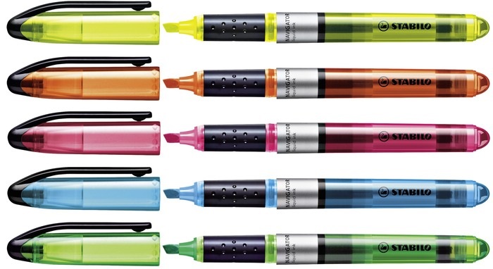 STABILO Navigator Evidenziatore Giallo 1-4 mm Punta Scalpello con Clip e Inchiostro a Base d'Acqua