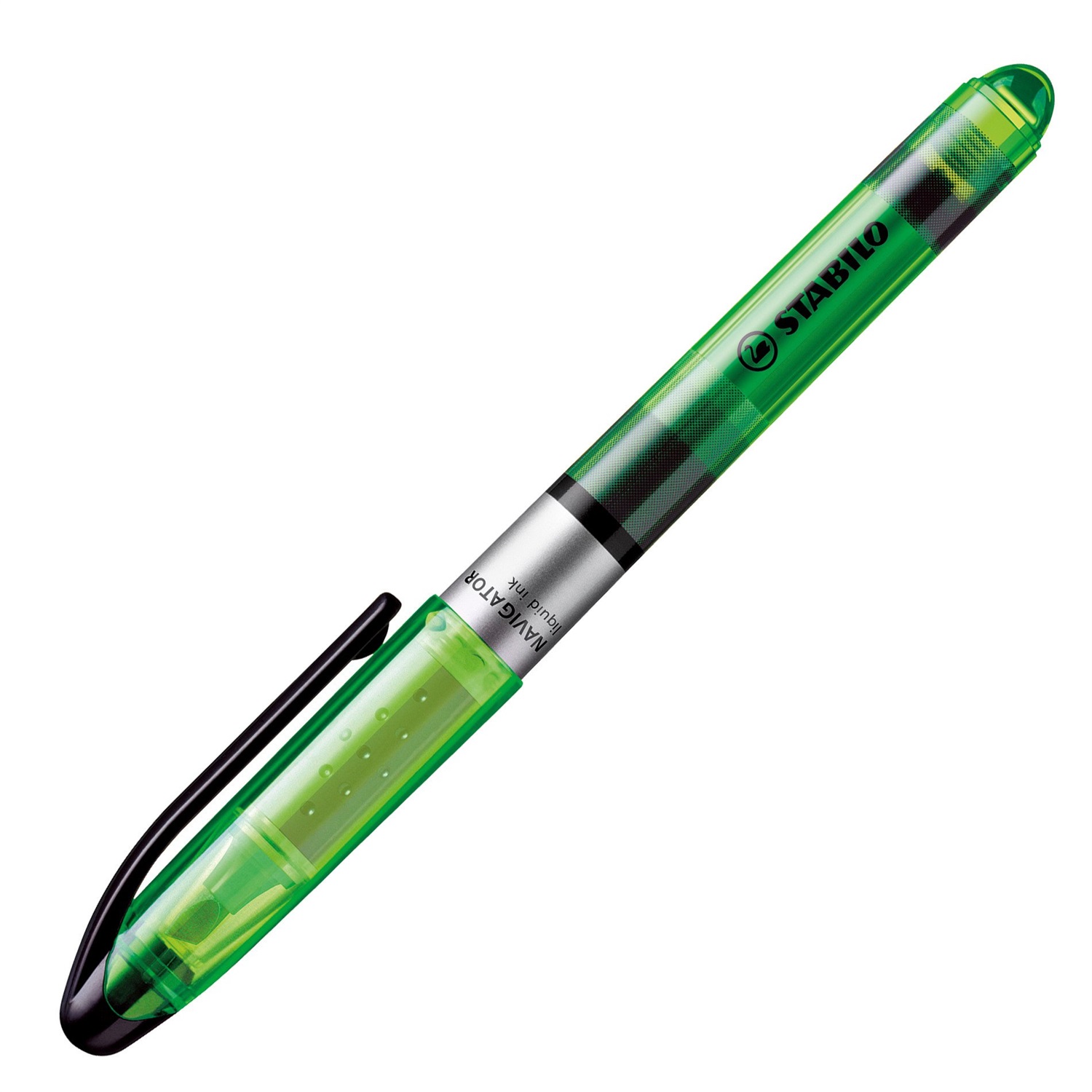 STABILO Evidenziatore Navigator Verde 1-4 mm Punta a Scalpello - Tascabile con Clip e Inchiostro a Base d'Acqua