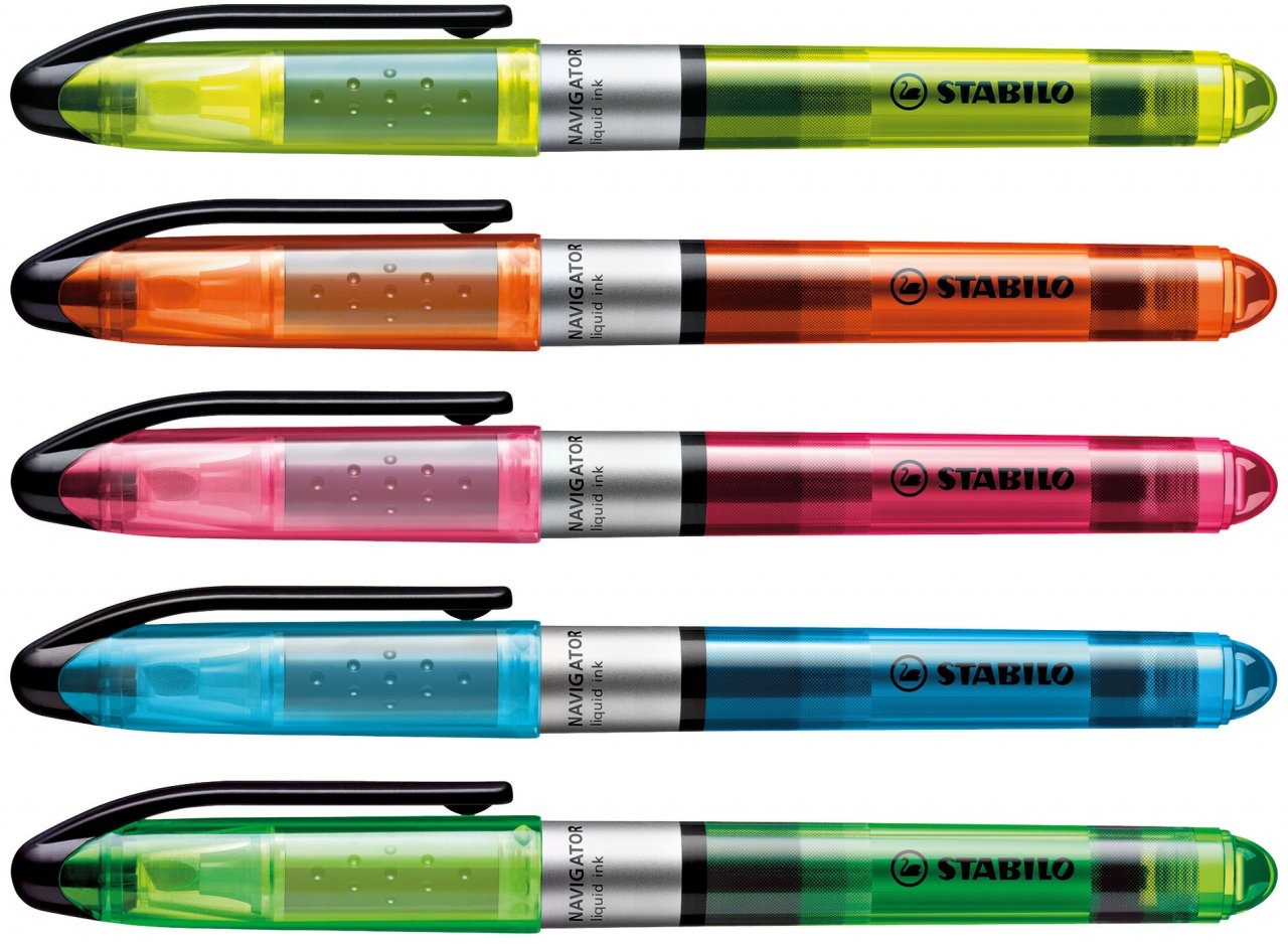 STABILO Evidenziatore Navigator Verde 1-4 mm Punta a Scalpello - Tascabile con Clip e Inchiostro a Base d'Acqua