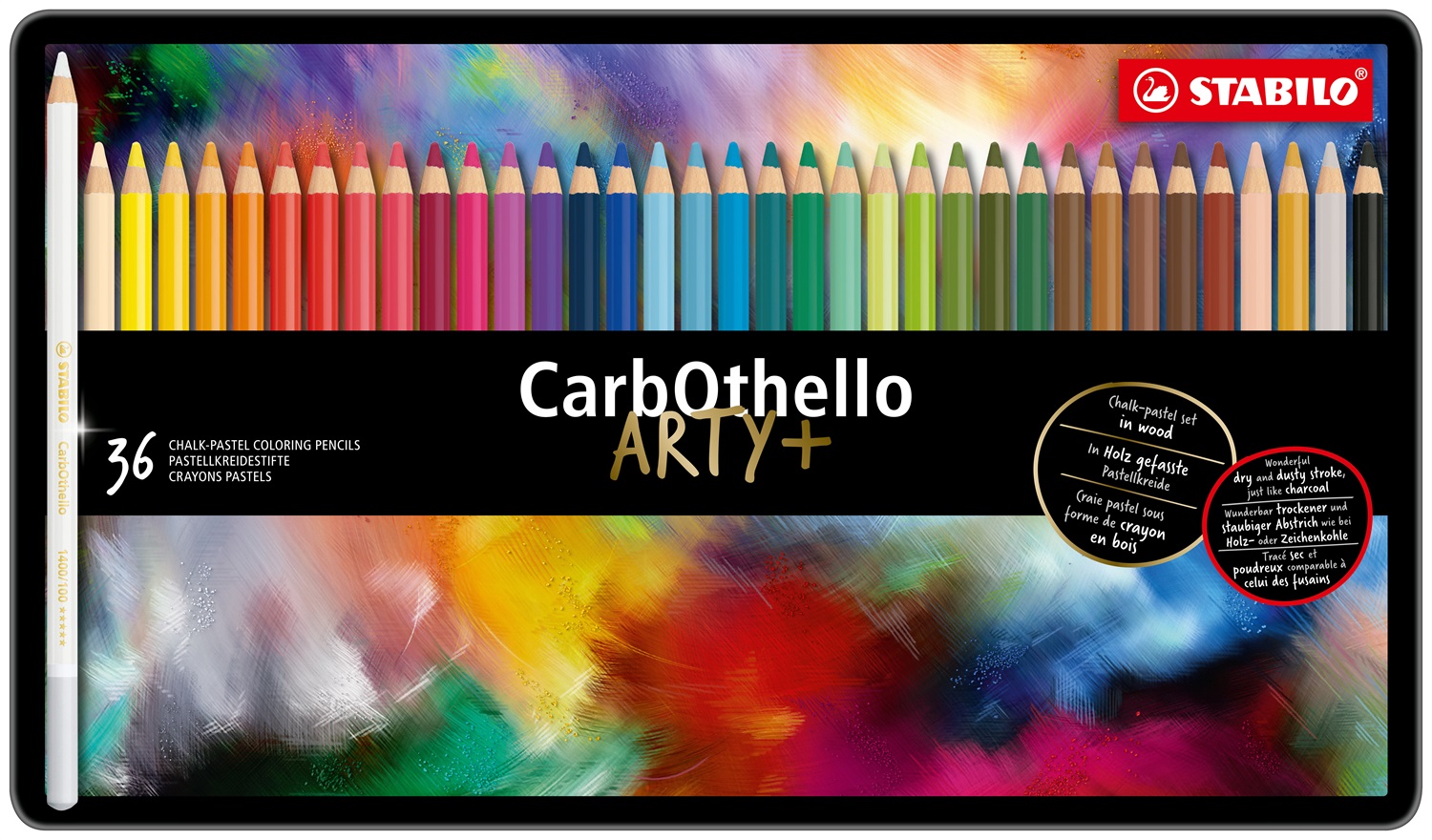STABILO CarbOthello Matite Colorate 36 pz - Scatola in Metallo, Tratto 4,4 mm, Uso Secco e Acquerellabile