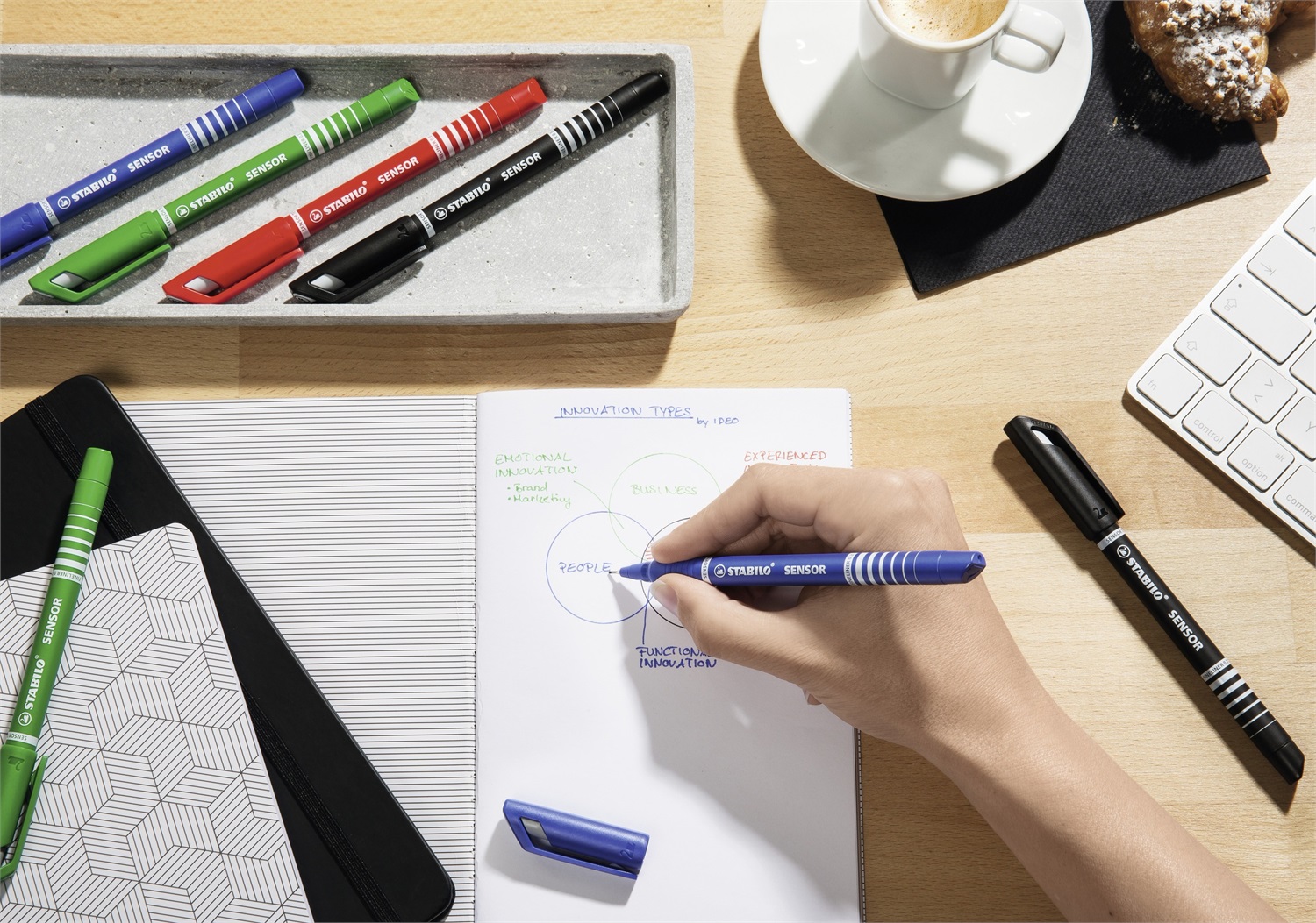 Stabilo SENSOR F Fineliner con Punta Ammortizzata 0,3 mm Nero - Confezione da 10 pz