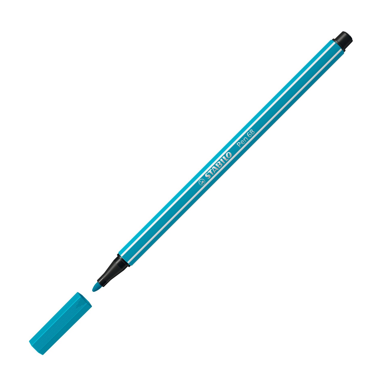 STABILO Pen 68 Pennarello Blu Chiaro 1 mm - Inchiostro a Base d'Acqua, Resistente fino a 24 Ore, Punta Media