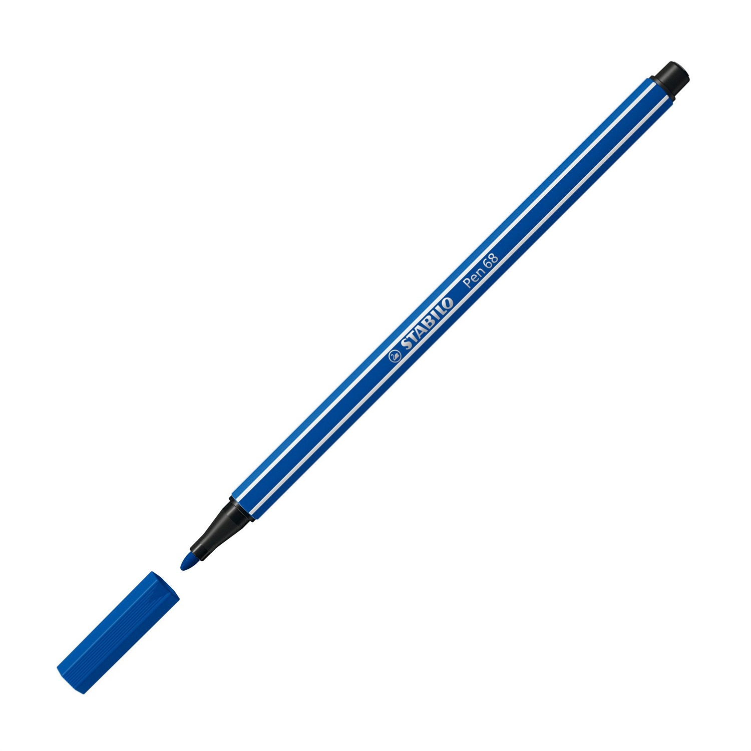 STABILO Pen 68 Pennarello Blu Oltremare 1 mm - Punta Media in Fibra Indeformabile, Acquarellabile, Inchiostro Inodore