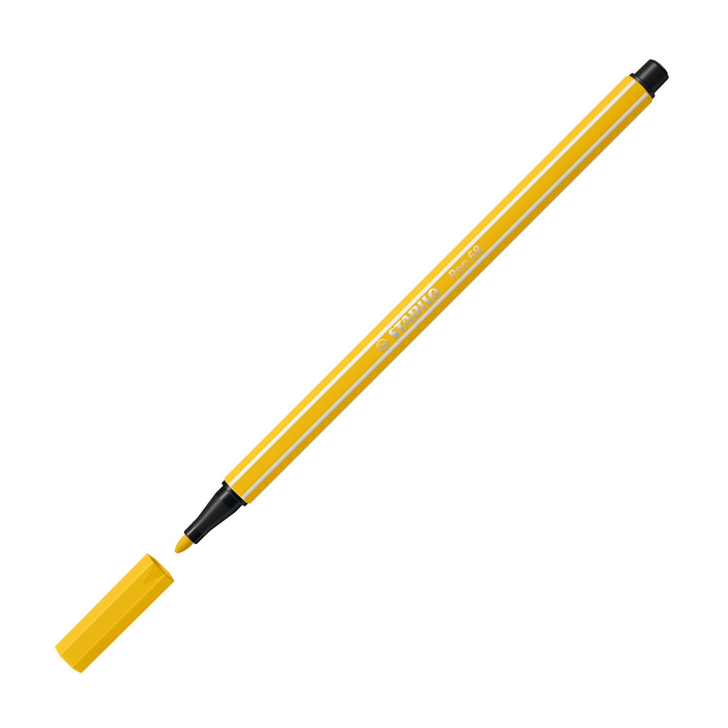 STABILO Pennarello Pen 68 Giallo - Punta Media 1 mm, Acquarellabile, Inchiostro a Base d'Acqua
