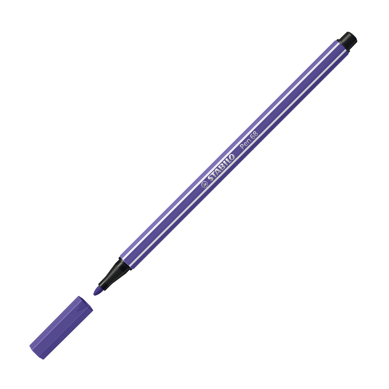 STABILO Pen 68 Pennarelli Viola 1 mm con Punta in Fibra, Inchiostro a Base d'Acqua e Cappuccio Ventilato