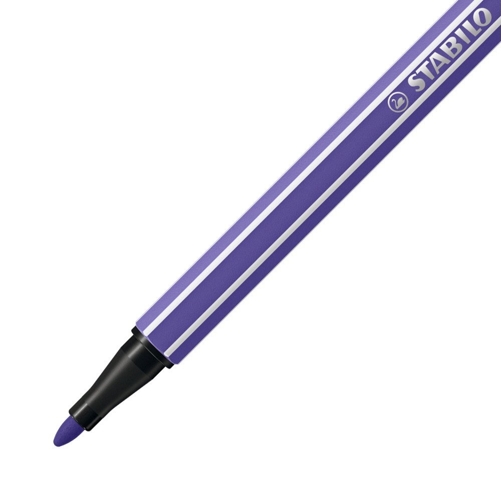 STABILO Pen 68 Pennarelli Viola 1 mm con Punta in Fibra, Inchiostro a Base d'Acqua e Cappuccio Ventilato