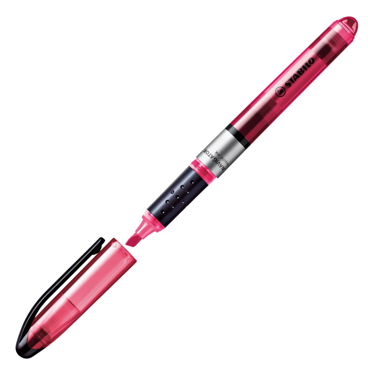 STABILO NAVIGATOR Evidenziatore Rosa - Punta Scalpello, Tratto 1,0-4,0 mm, Tascabile con Clip