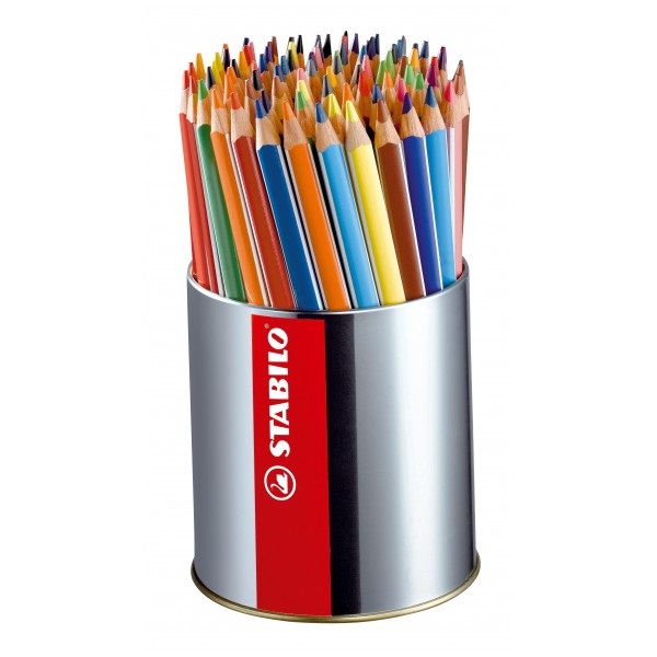 STABILO Trio Thick Maxi - Barattolo da 92 Matite Colorate Triangolari in 18 Colori Assortiti