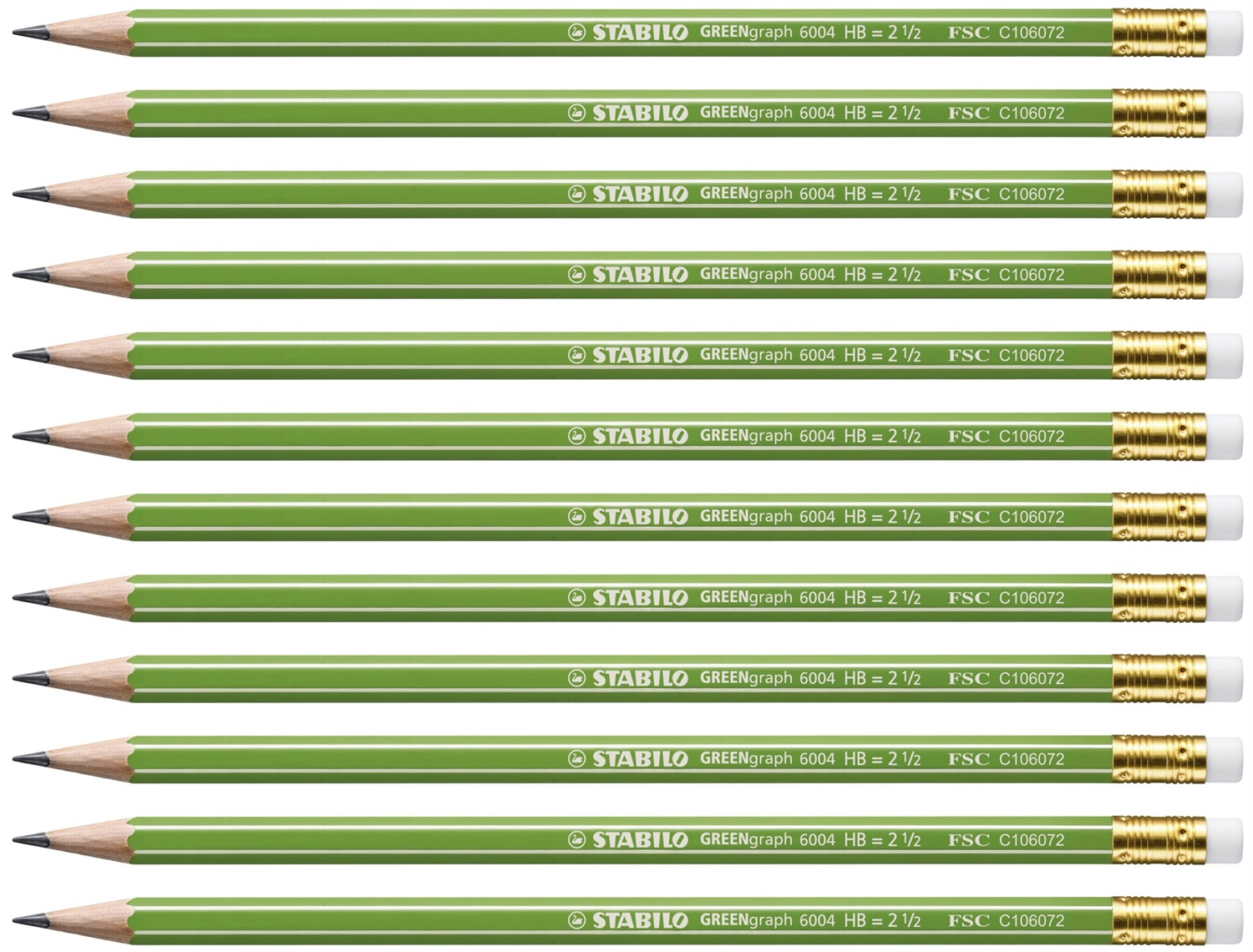 STABILO Matita in grafite GREENgraph con gommino - Confezione da 12 pezzi - Legno certificato FSC - Gradazione HB