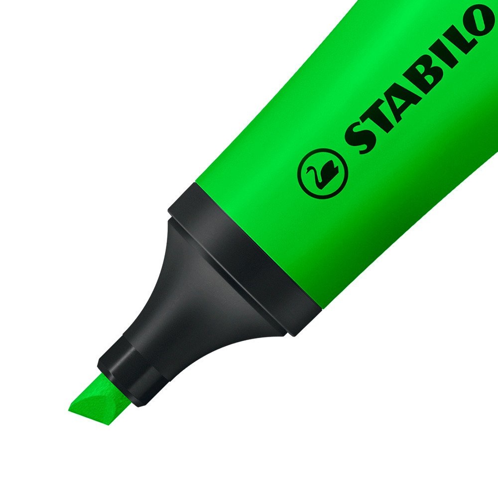 Stabilo NEON Evidenziatore Verde - Confezione da 10 pz, Ampiezza tratto 2-5 mm, Design Moderno con Tecnologia Anti-Dry-Out