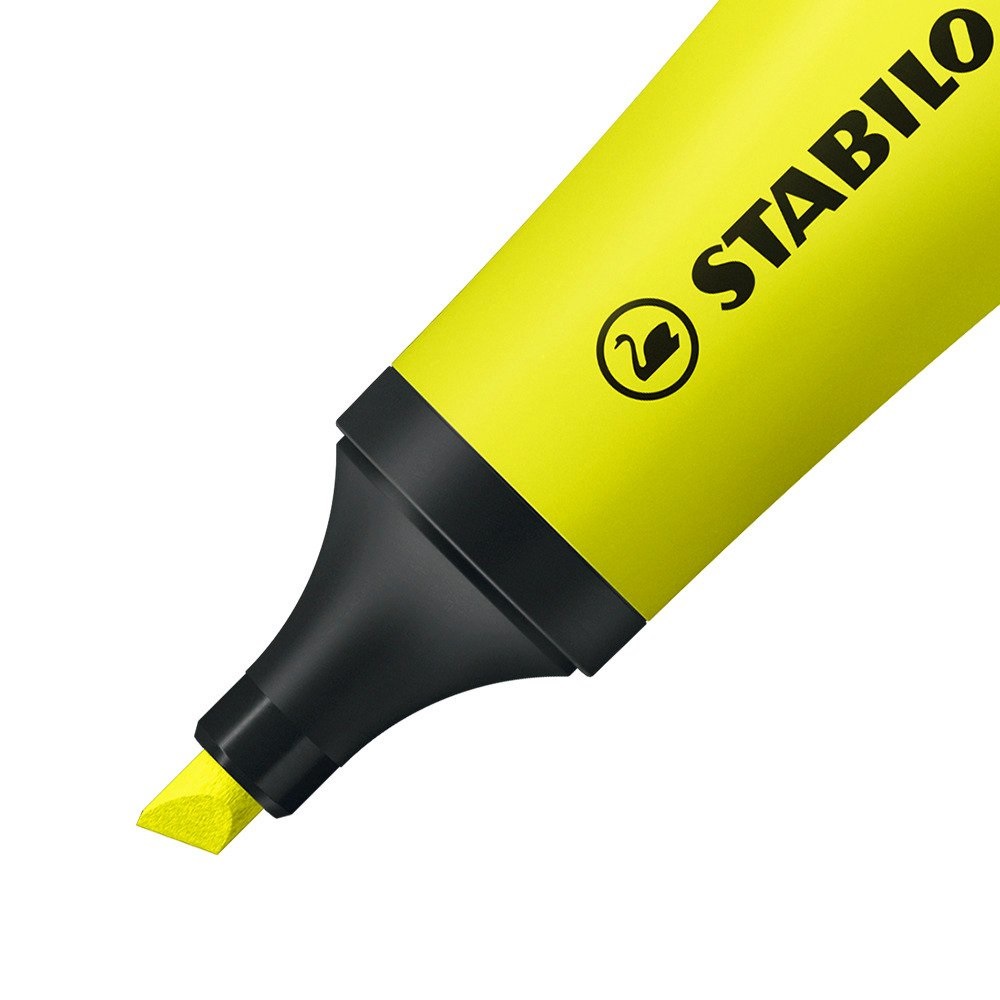 STABILO NEON Evidenziatore Giallo Fluorescente - Confezione da 10 pz, Punta smussata, Tratto da 2 a 5 mm