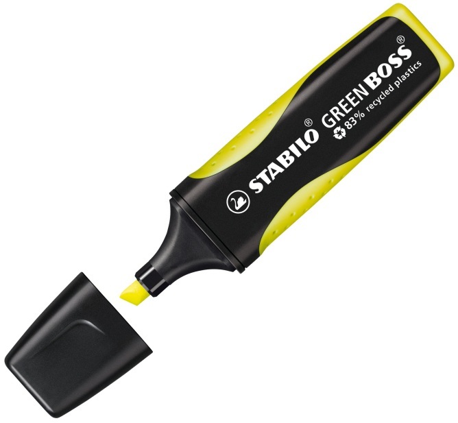 Stabilo GREEN BOSS® - Evidenziatore Giallo Ecosostenibile con 83% di Plastica Riciclata - Confezione da 10