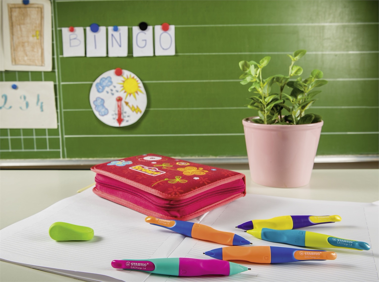 STABILO EASYergo 1.4 Portamine Ergonomico per Mancini - 1,4 mm HB con 3 Mine Ricaricabili - Blu/Arancione