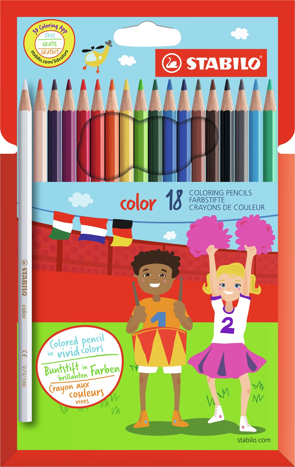 STABILO Matite Colorate - Astuccio da 18 Colori Assortiti - Diametro Mina 2,5 mm - Ideali per Scuola