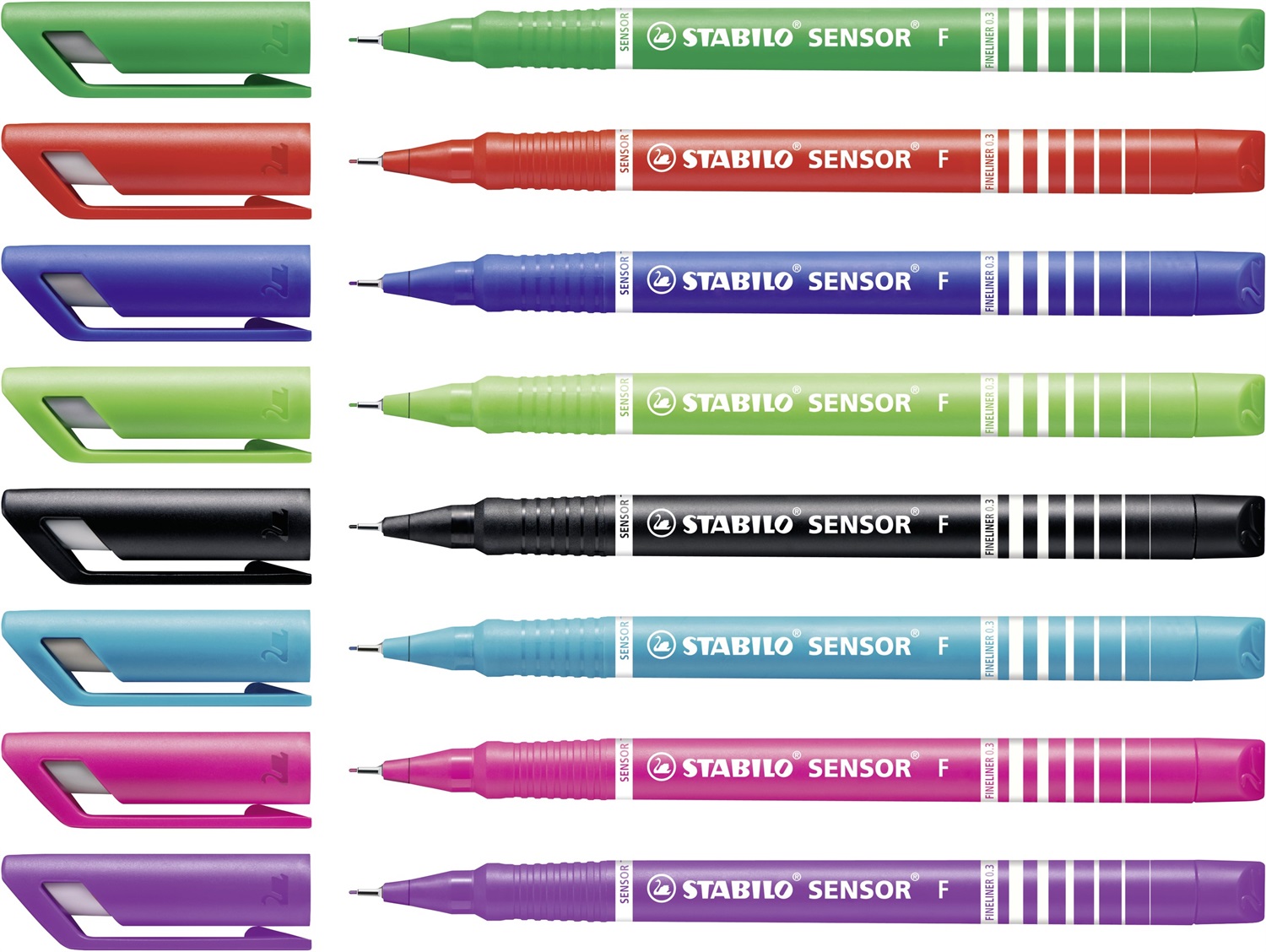 Stabilo SENSOR F Fineliner con Punta Ammortizzata - Tratto Fine (0,3 mm) - Astuccio da 8 Colori Assortiti